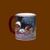Orphan Dog with Collie Vintage Art mugs