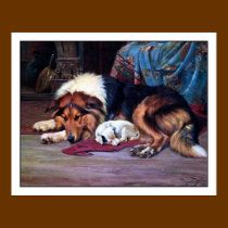 Orphan Dog with Collie - Vintage Fine Art Print