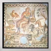 Orpheus playing to the animals, Roman mosaic Posters