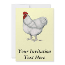 Orpington White Rooster Personalized Invite