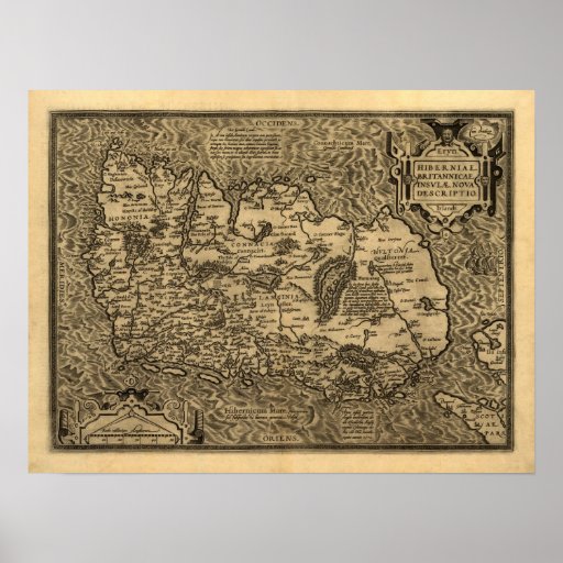 Ortelius’ Map of Ireland (1598) Print