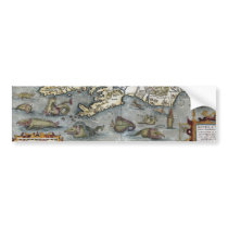 Ortelius Map Sea Monsters Bumper Sticker