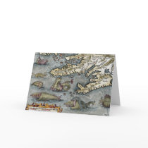 Ortelius Map Sea Monsters Card