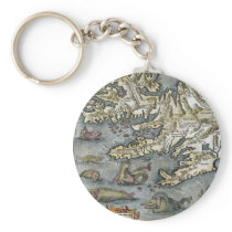 Ortelius Map Sea Monsters Keychain