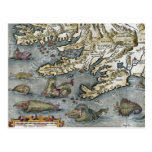 Ortelius Map Sea Monsters Postcards