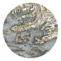 Ortelius Map Sea Monsters Sticker