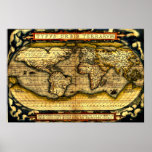 Ortellius World Map 1570 Print