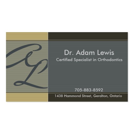 Orthodontist Business Card - Monogram (front side)