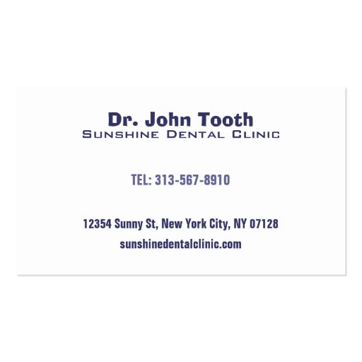 Orthodontist Business Cards (back side)