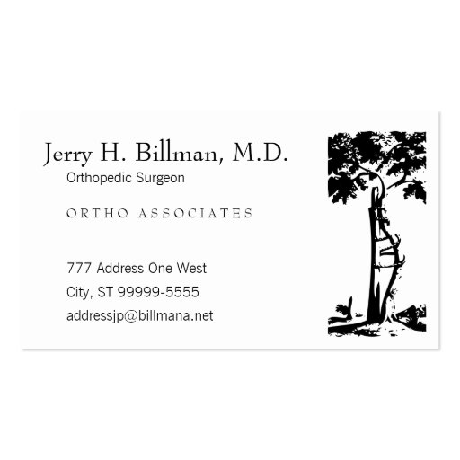 Orthopedic Crooked Tree Appointment Business Card Template (front side)
