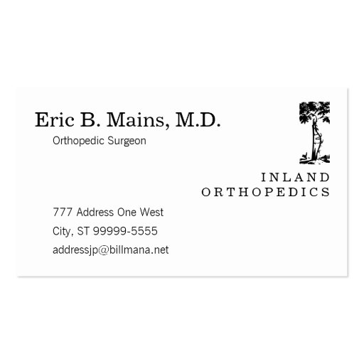 Orthopedic Surgeon Crooked Tree Business Card (front side)