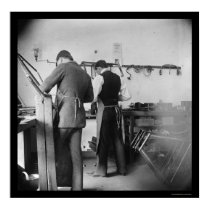 Orville Wright in the Wright Bicycle Shop 1897 posters