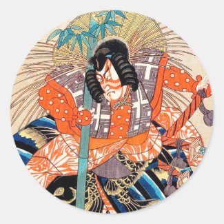 Oshimodori,from the series Eighteen Great Kabuki Round Stickers