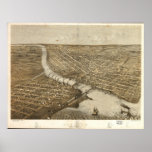 Oshkosh WI 1867 Antique Panoramic Map Posters