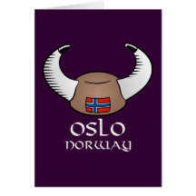 Oslo Norway Viking Hat Greeting Cards