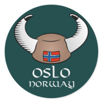 Oslo Norway Viking Hat Round Stickers