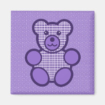 Oso de peluche púrpura de la tela escocesa imanes  