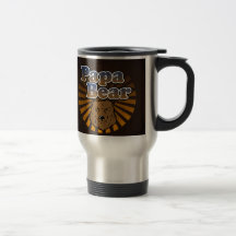 Oso fresco de la papá, Brown/azul/regalo del papá  Tazas De Café