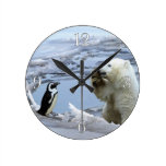 Oso polar Cub y reloj de pared de los mejores amig