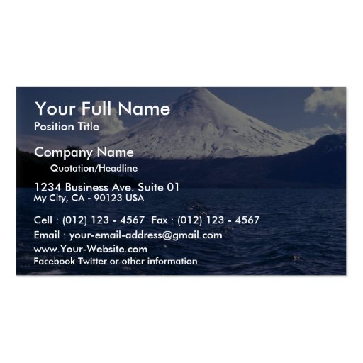 Osorno volcano and Todo Los Santos lake, Chile Business Cards (front side)