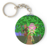 Ostara Faery and Birdhouse Cottage Keychain