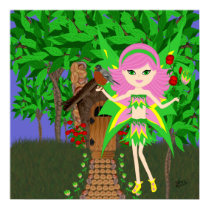 Ostara Faery and Birdhouse Cottage Poster posters