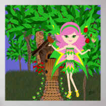 Ostara Faery and Birdhouse Cottage Poster