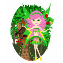 Ostara Faery and Birdhouse Cottage T-Shirt