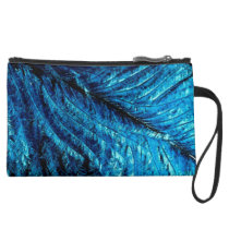 Ostentatious Blue Feather Wristlet Purse