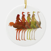 Ostrich Riding Christmas Tree Ornaments