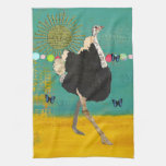 Ostrich Sunshine Teal Towel