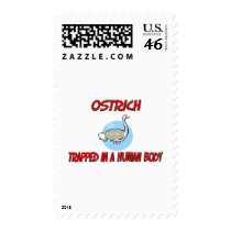 Ostrich trapped in a human body postage