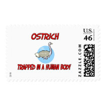 Ostrich trapped in a human body postage