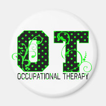 ot green and black polka dots fridge magnet