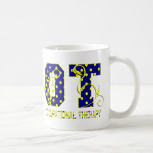 ot letters blue and yellow mug