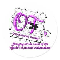 ot puzzle purple round sticker