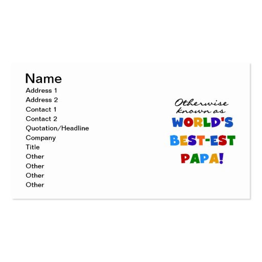 Otherwise Known Best-est Papa Tshirts and Gifts Business Card (front side)