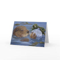 Otter Christmas Holiday Card by Laura_Regan_Artist Otter Christmas Holiday Card