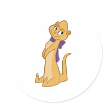 Otter Girl Sitting Round Stickers