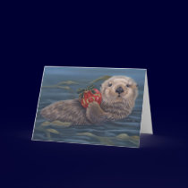 Otter Joy Holiday Card by Laura_Regan_Artist Otter Joy Holiday Card