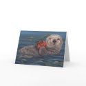 Otter Joy Holiday Card by Laura_Regan_Artist Otter Joy Holiday Card
