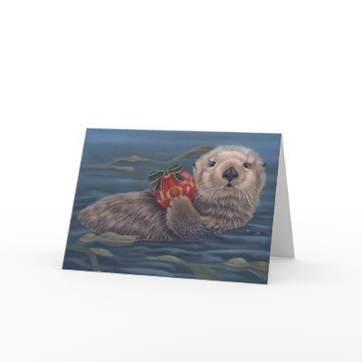 Otter Joy Holiday Card by Laura_Regan_Artist