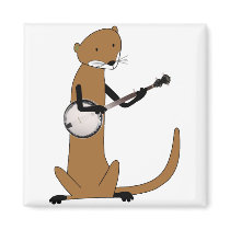 Otter Playing the Banjo Refrigerator Magnets