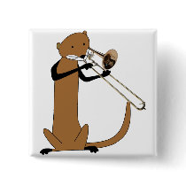Otter Playing the Trombone Pin