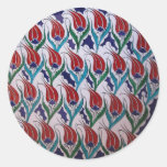 Ottoman Tulip Pattern - Tile Art Round Stickers