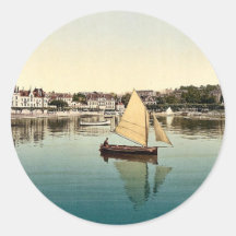 Ouchy, from the Lake, Geneva Lake, Switzerland cla Round Sticker
