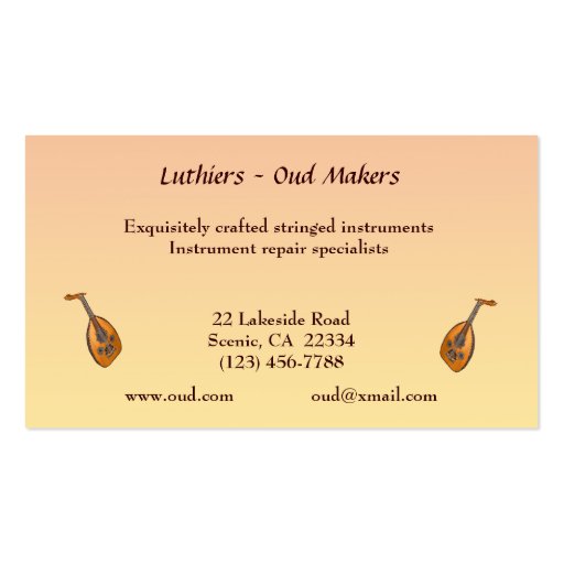 Oud Sales and Repairs Business Cards (back side)