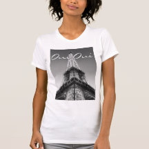 Oui Oui Eiffel Tower Paris T-Shirt Black White