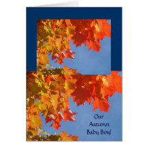 Our Autumn Baby Boy! Birth Photo Cards Annoucement