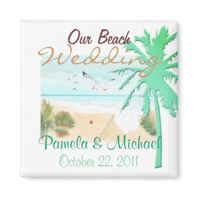 Our Beach Wedding Refrigerator Magnets
